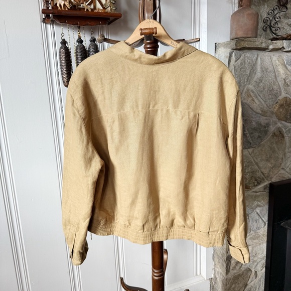 90s Tan Linen Cropped Vintage Jacket women’s Large - Picture 6 of 6